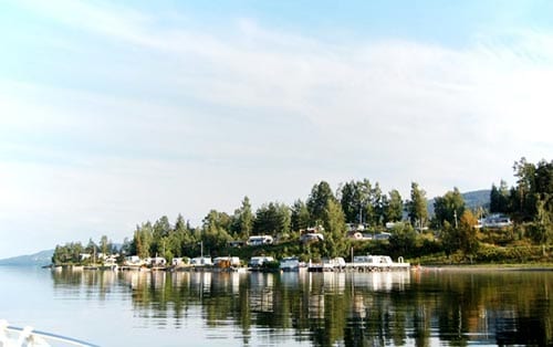 Biristrand Camping i Innlandet, sett fra Mjøsa